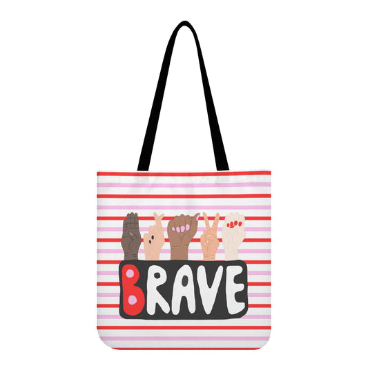Brave Sign Language All-Over Print Cloth Tote Bag - One Size