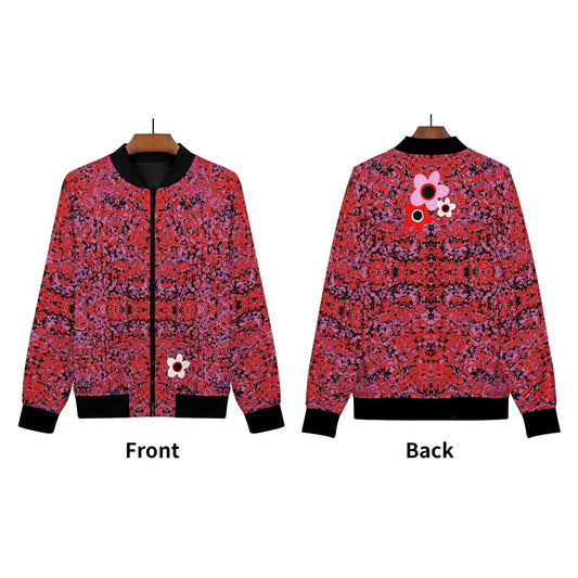 Bloom Splash Womens Zip Up Print Bomber Jacket