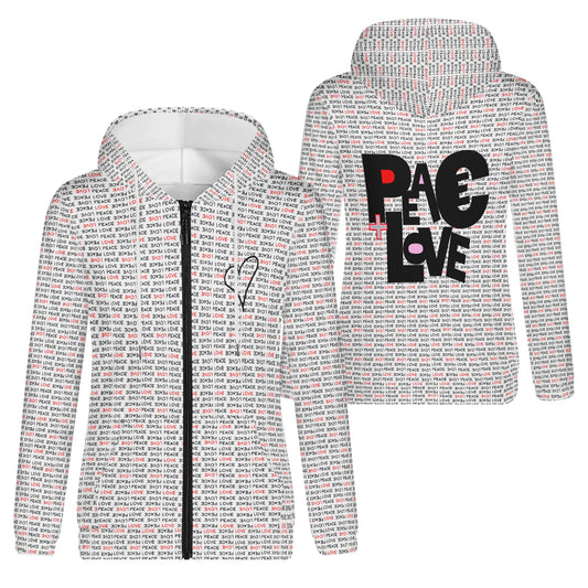 Peace Love Pattern and Artwork Womens Lightweight Zipper Jumper Sweatshirt Hoodie