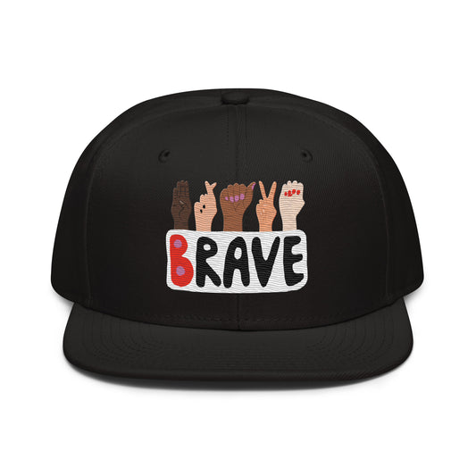 Front of Brave Sign Language design Black Cap for Women Men by The Bravest Project TheBP