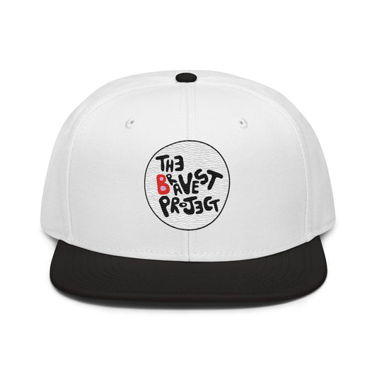 The Bravest Project Embroidered Snapback Cap - White & Black