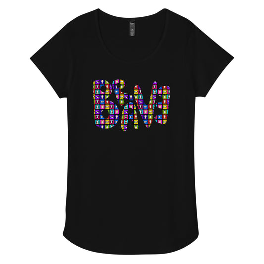 Front of Brave People Women round neck black graphic t-shirt by The Bravest Project